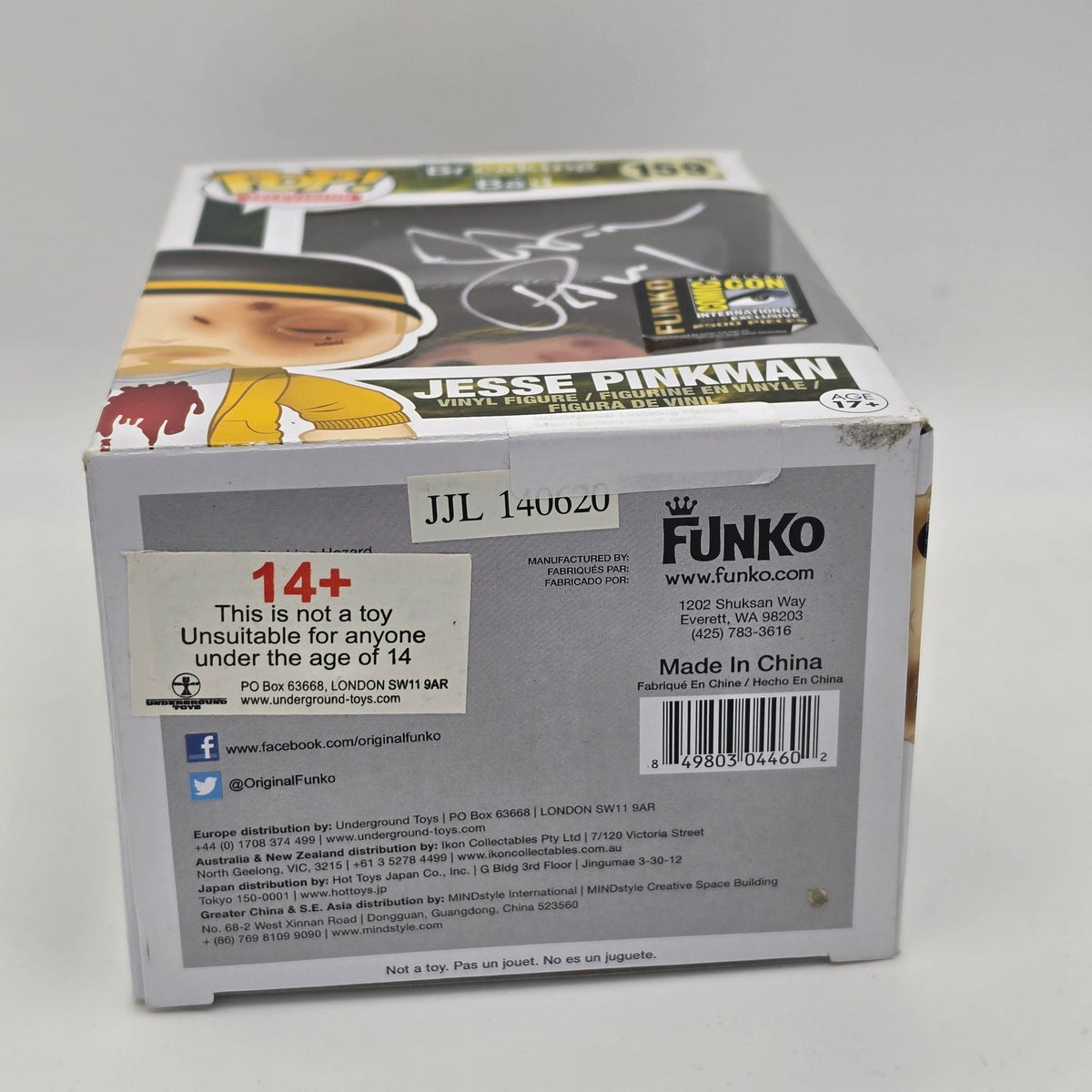 Breaking Bad - Jesse - #159 - 2014 SDCC 2500 Pcs LTD Edition - Aaron Paul Signed - ACOA Authentication - Funko Pop!