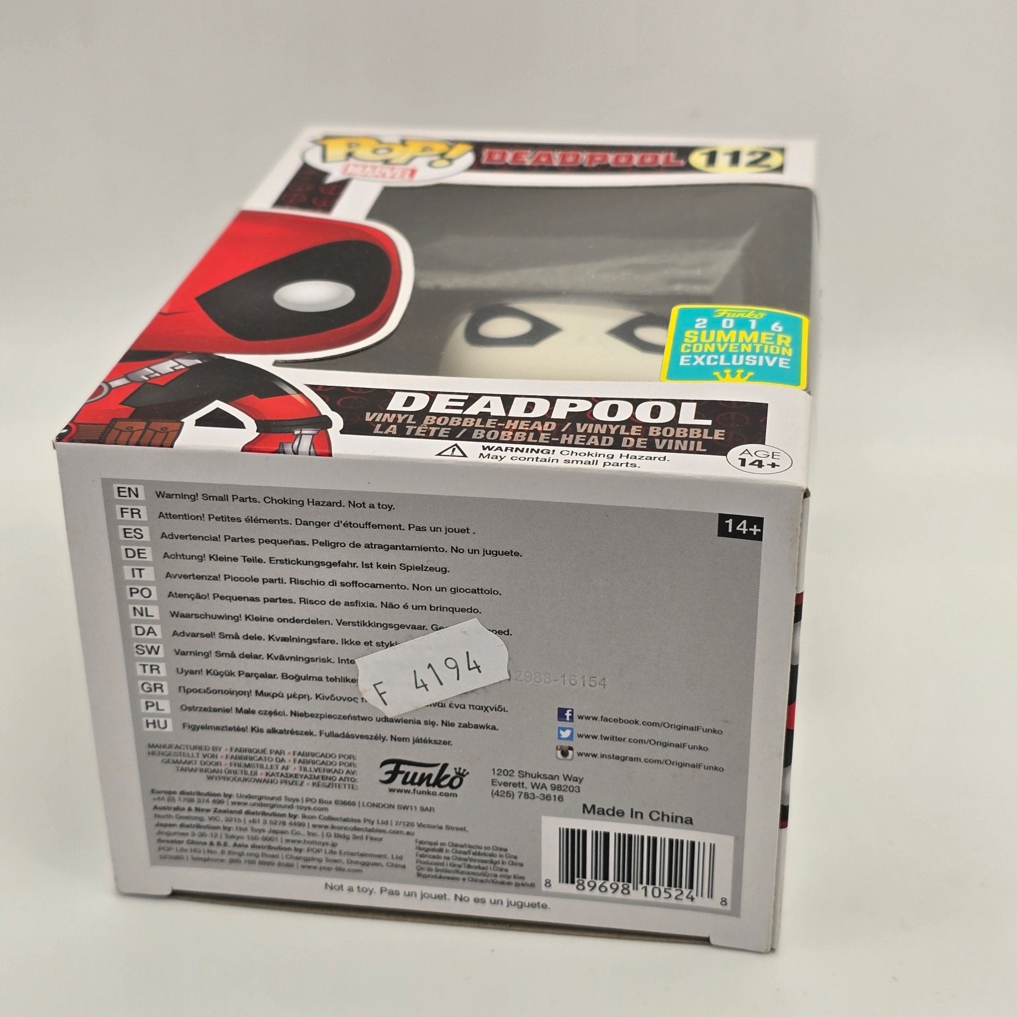 Deadpool - White Suit - 112 - 2016 Convention Exclusive - Marvel - Funko Pop!