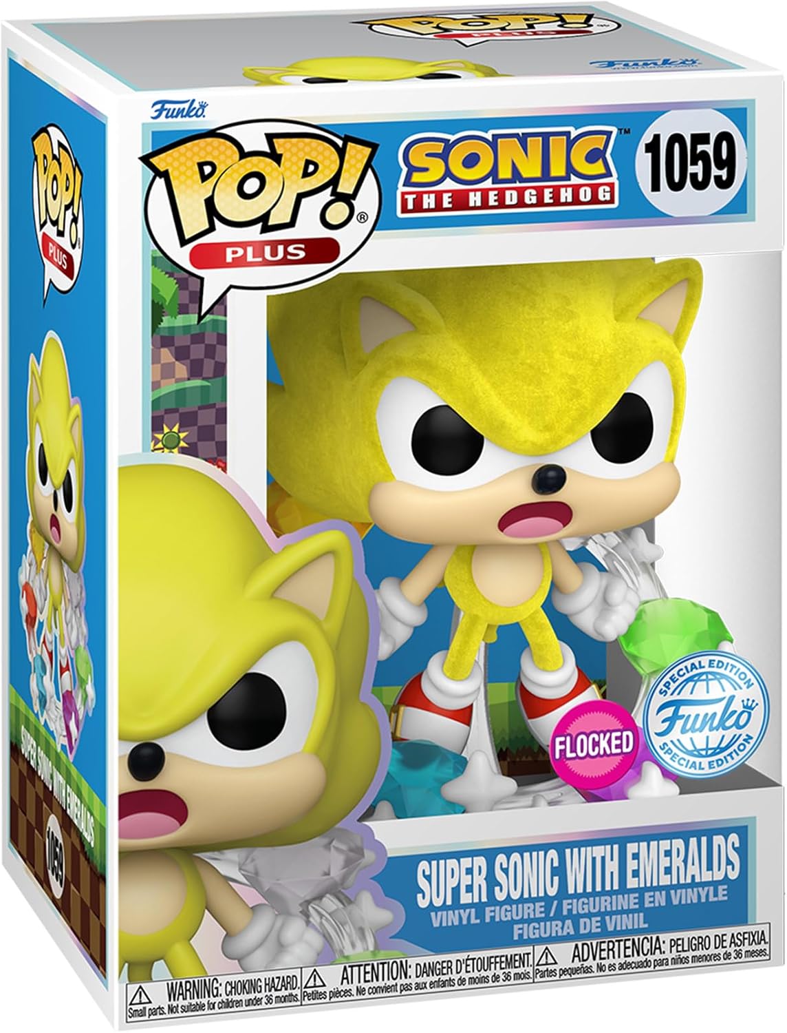Sonic the Hedgehog - Super Sonic with Emeralds - #1059 - Flocked Special Edition - Games - Funko Pop!