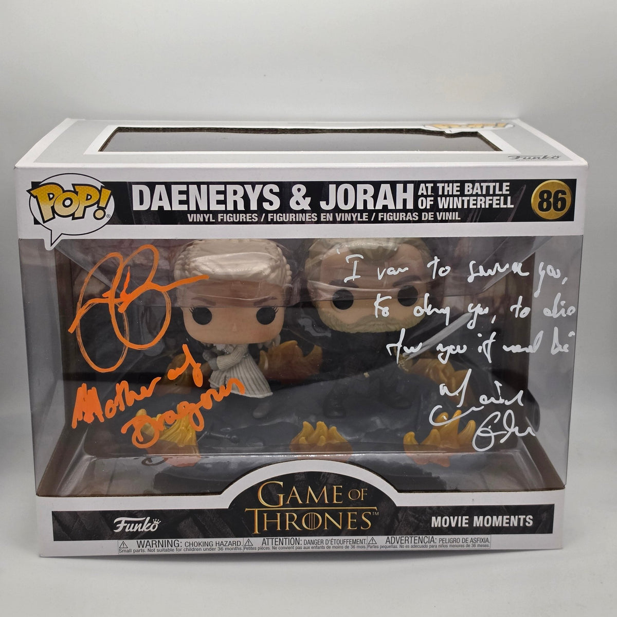 Game Of Thrones - Daenerys & Jorah - Dual Signed Emilia Clarke & Iain Glen - SWAU Authentication - Funko Pop!