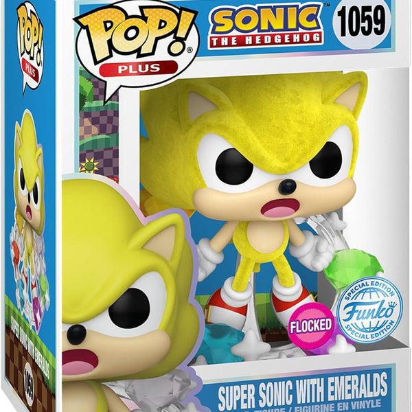Funko POP #85015 Super Sonic Avec Emeralds - Flocked Special Edition - 10cm